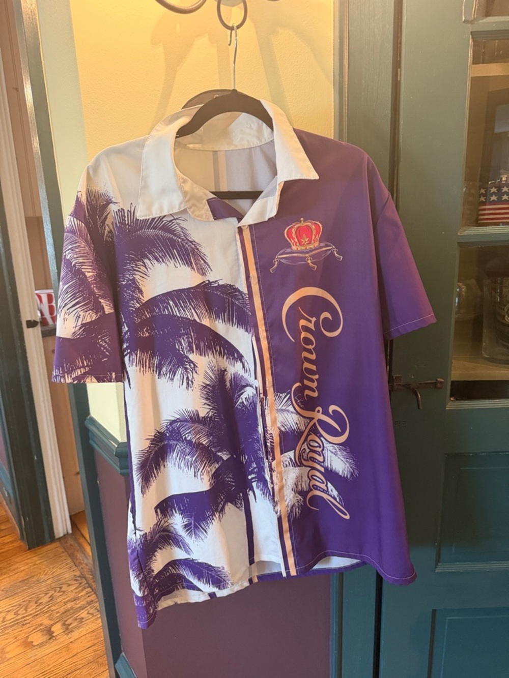 Crown Royal Purple & White Palm Print Button-Down Shirt